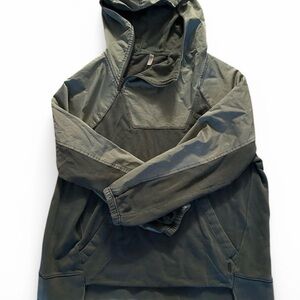 Women's Olive Green Hooded Pullover Sweatshirt